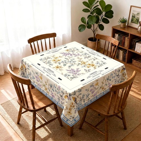 Mahjong Tablecloth, 55 x 55 Inch Square Mahjong Table Cover(Floral Bird)