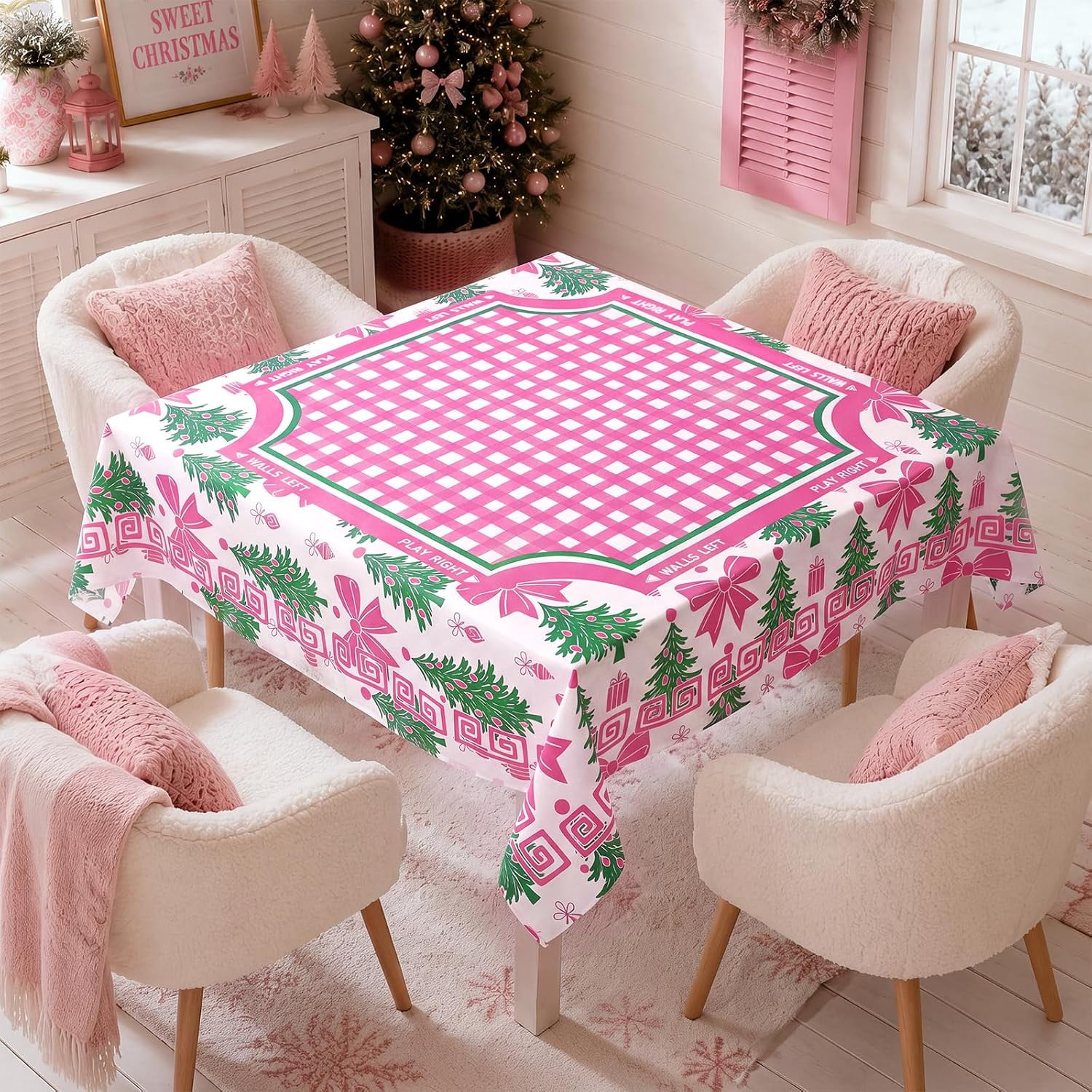 Mahjong Tablecloth Mahjong Cards Table Cover, Christmas, Pink - Walmart.com