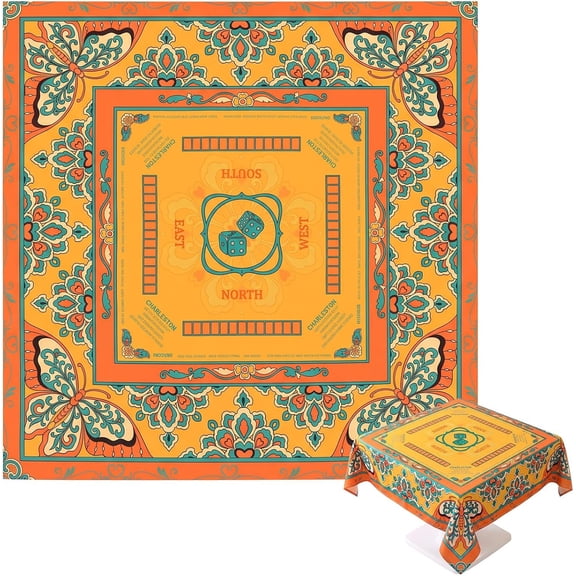 Mahjong Tablecloth Mahjong Mats 55" x 55" Inch, Butterfly, Yellow