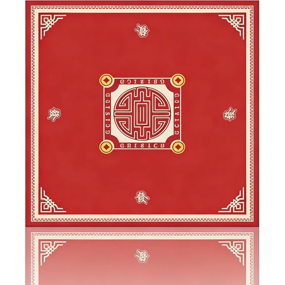 Mahjong Tablecloth, Traditional Chinese Style 80x80cm (31.5x31.5in) Scratch-Resistant Table Cover with Edge-Locking Craftsmanship & Longevity Pattern for Mahjong Gaming & Home DecorRED