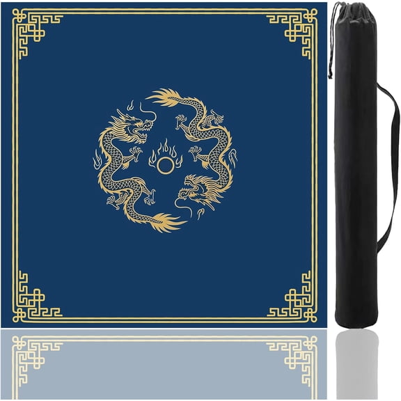 Mahjong Tablecloth, Traditional Chinese Style 80x80cm (31.5x31.5in) Scratch-Resistant Table Cover with Edge-Locking Craftsmanship & Longevity Pattern for Mahjong Gaming & Home Decor (Dragon)