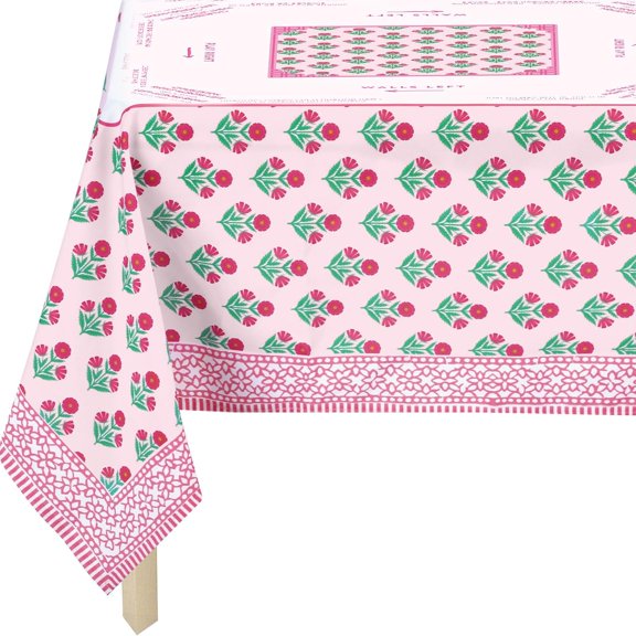 Mahjong Tablecloth with Game Rules, 55" x 55" Pink Block Flower