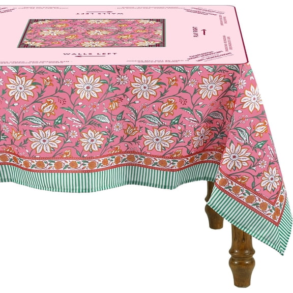 Mahjong Tablecloth with Game Rules, 55" x 55" Pink Flower