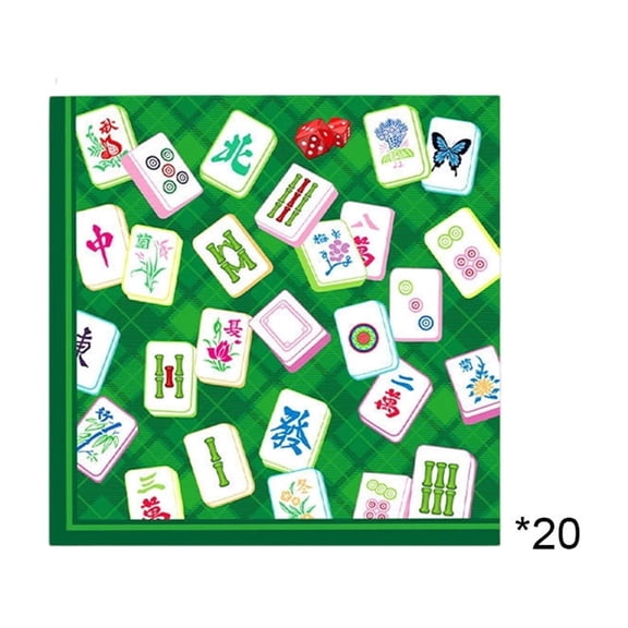 Mahjong-Themed Party Decorations And Tableware Mahjong Gathering And Party Supplies Plates Napkins Paper Cups And Tablecloths