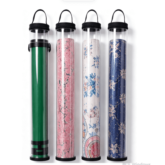 Mahjong Tile Bag – 35.43" Clear PVC Mahjong Mat Storage Tube with Zipper & Handle, Dustproof Portable Carrier for Board Games Travel Yoga Mats Rolled Items Organizing, (Black)4Pcs