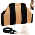 thumbnail image 1 of Mahjong Tile Bag, Women's Woven Striped Dumpling Clutch Purse, Large Capacity Beach Crossbody Bag with Detachable Strap and Dice Pouch, 1 of 6