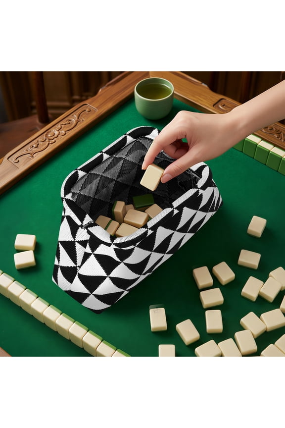 Mahjong Tile Bag Woven Clutch Purse for Women Woven Dumpling Bag Summer Beach Evening Handbag for Mahjong Tile Vacation Supply
