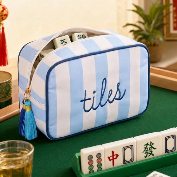 Mahjong Tile Bag for 166 Tiles, Portable Canvas Storage Pouch with ...