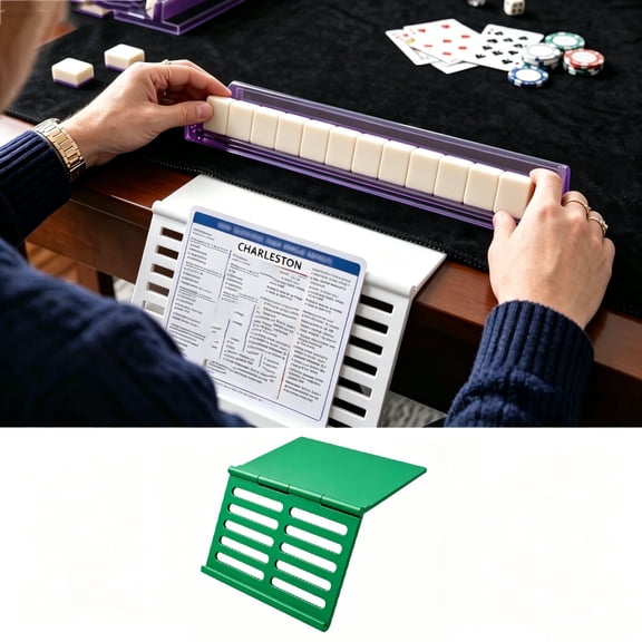 Mahjong Tile Racks with Card Holder Multicolor Plastic Domino Game Trays Desktop Mahjong Accessory for Game Night