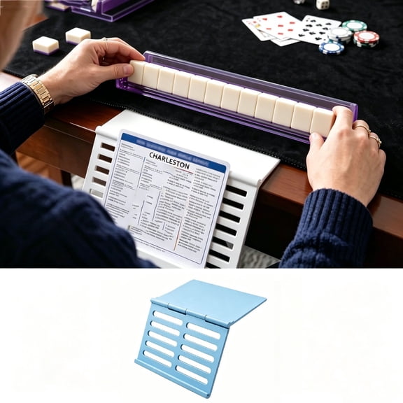 Mahjong Tile Racks with Card Holder Multicolor Plastic Domino Game Trays Desktop Mahjong Accessory for Game Night
