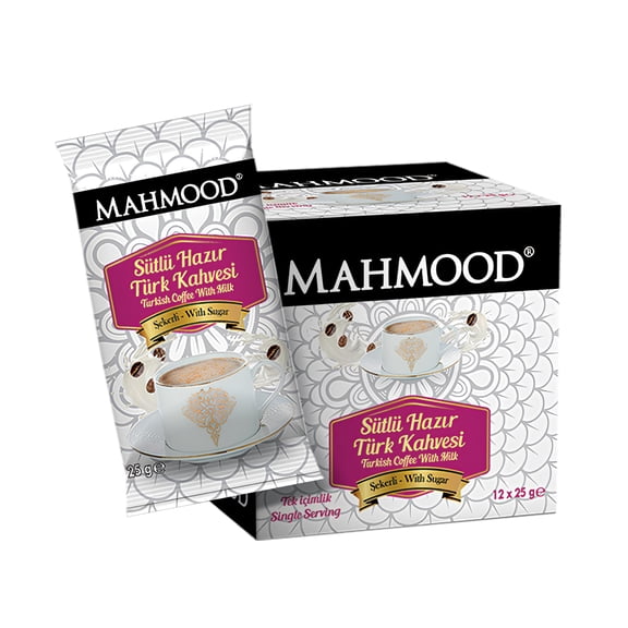 Mahmood Coffee Instant Coffee Mix, Turkish Coffee with Milk & Sugar, 12 Sticks, 0.88 oz Each (10.58 oz Total)