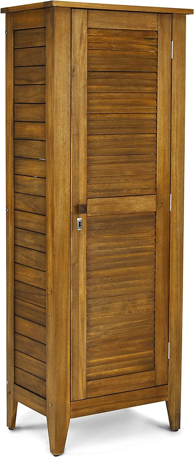 Homestyles Maho Golden Teak Outdoor Storage Cabinet - Acacia Wood With Locking Door & Adjustable Shelves
