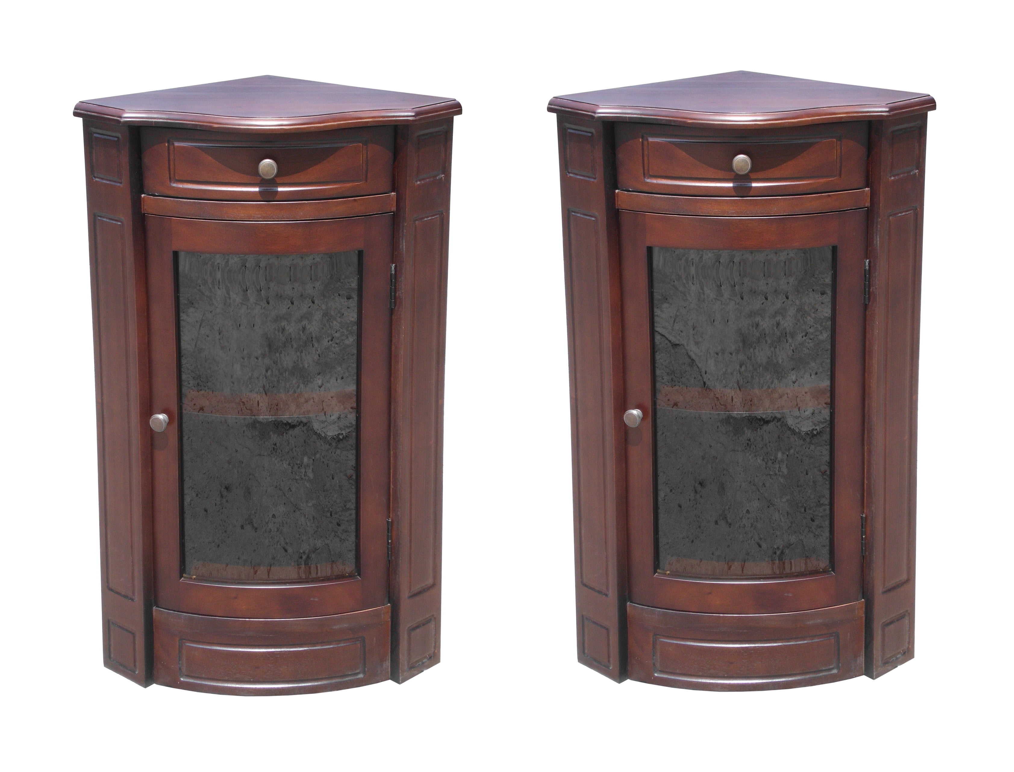 Mahogany Corner Glass Cabinet Short (SET of 2 pcs) - Walmart.com