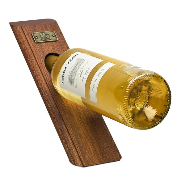 Mahogany Edge Grain Self-Balancing Wine Bottle Holder & Opener
