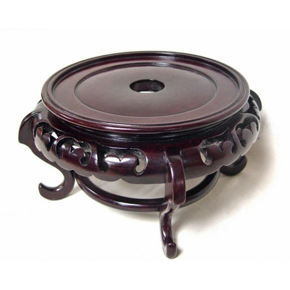 Mahogany Finish Chinese Porcelain Bowl Stand (6" W x 4" H) - Oriental Furniture Warehouse