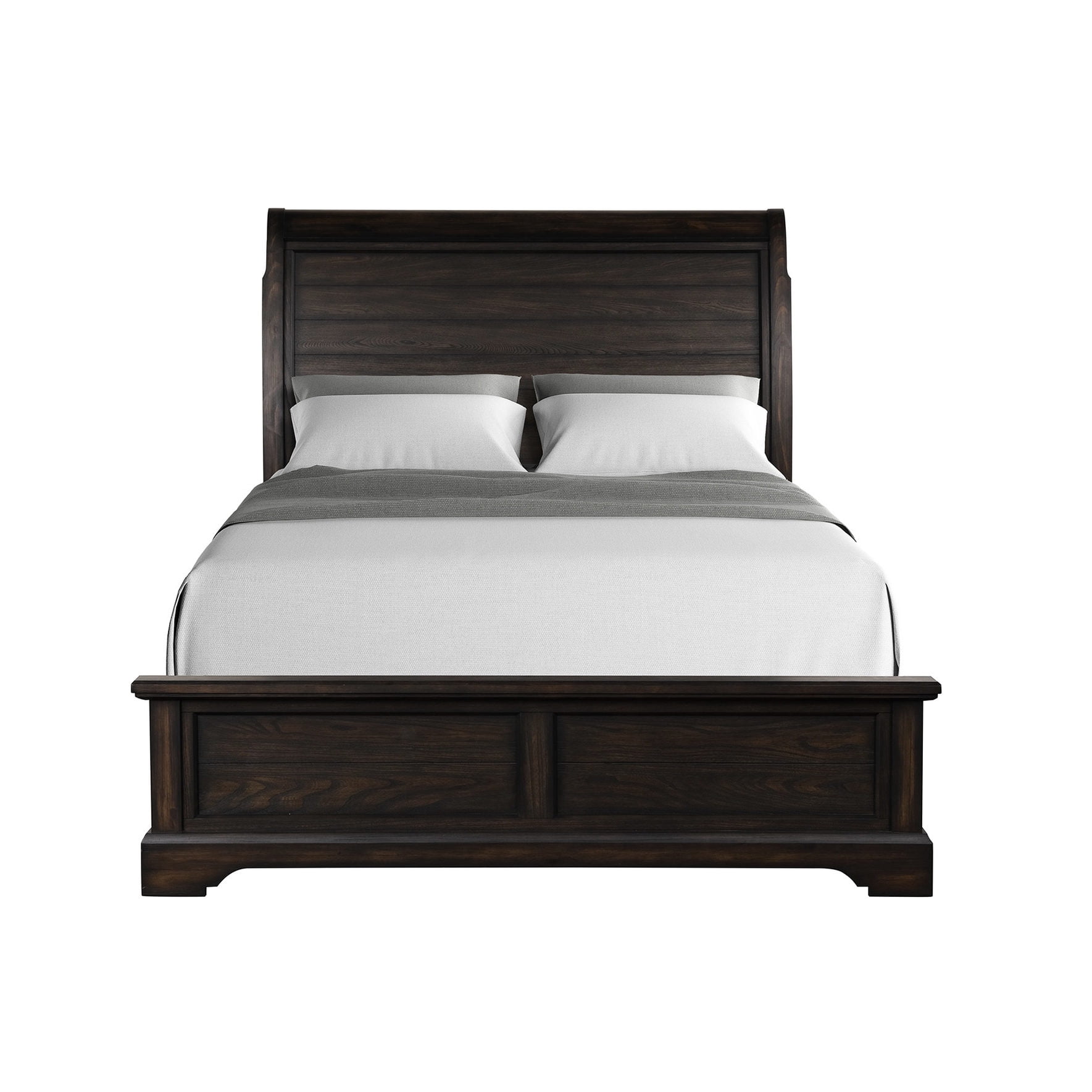 Mahogany Finish Feature - Queen sleigh bed made of solid wood and MDF ...