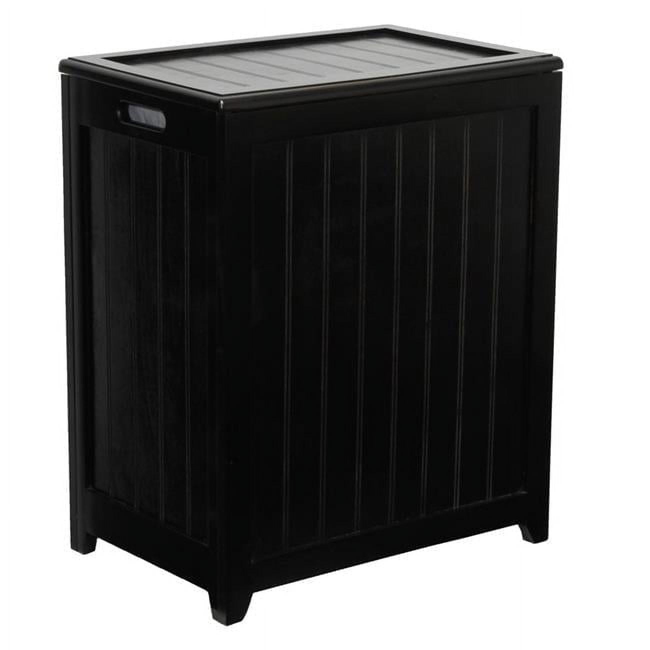 Mahogany Finished Black Wood Laundry Hamper with Lid