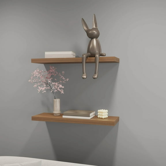 Mahogany Floating Shelves 31.5 Inch Wall Shelves for Living Room, Bedroom, Kitchen Contemporary Modern Style Decor