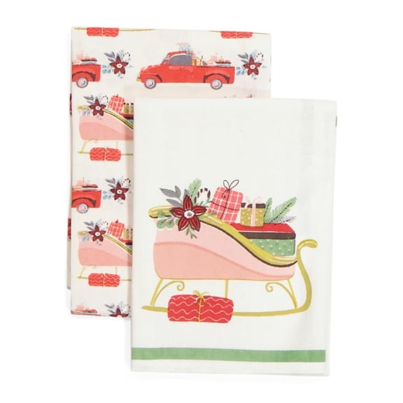 Mahogany Flour Sack Kitchen Towels, Set of 2, 20 x 30 inches Sleigh & Gifts