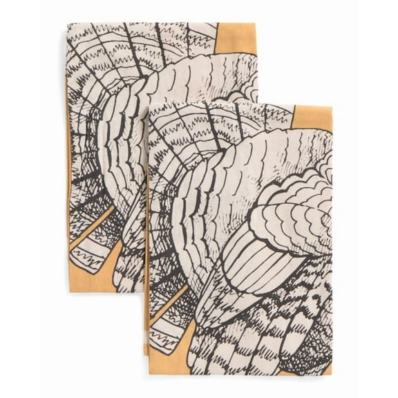 Mahogany Flour Sack Kitchen Towels, Set of 2, 20 x 30 inches Turkeys