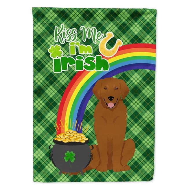 Mahogany Golden Retriever St. Patricks Day Flag Garden Size