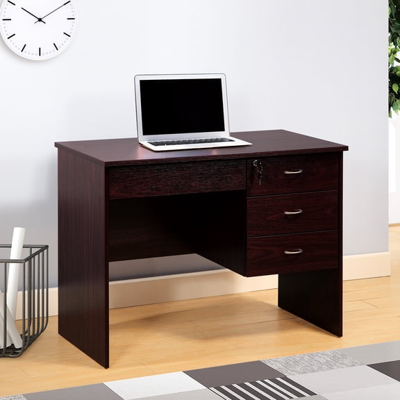 Mahogany Main Color - Pre - assembled Glides - Library Desk - Smooth Function