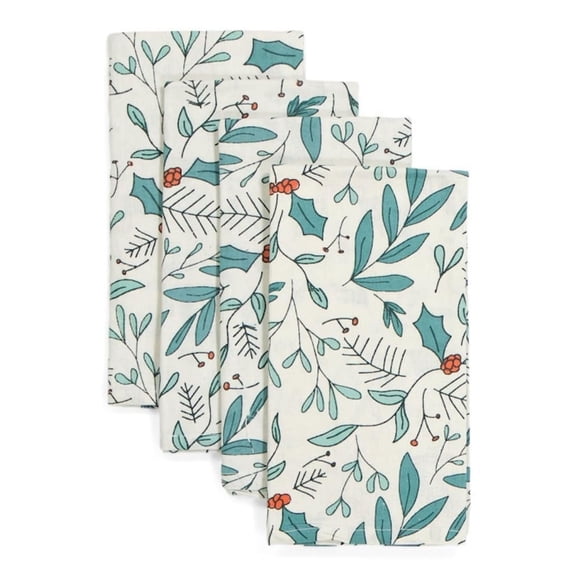 Mahogany Napkins, Set of 4, 18 x 18 inches Christmas Leaves, Napkins - 4 Pack