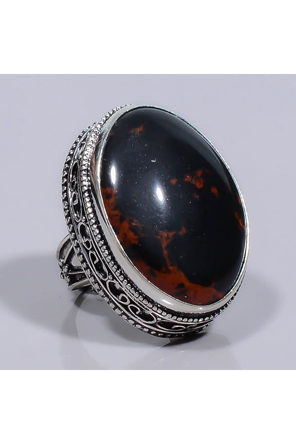 Mahogany Obsidian 925 Sterling Silver Fine Art Ring Size 6.5|Handmade Ring, Gift for her, Red Ring, Gemstone Silver Jewelry