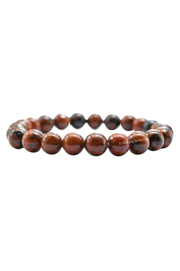 Mahogany Obsidian Bracelet - 8mm Beaded Stretch Bracelet and Healing Stones