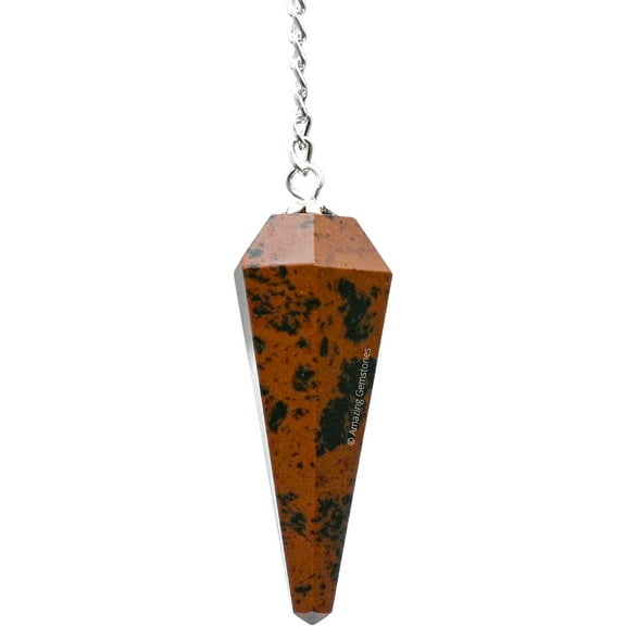 Mahogany Obsidian Crystal Pendulum Dowsing Reiki Hexagonal Points