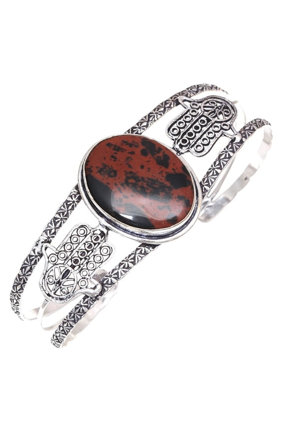 Mahogany Obsidian Gemstone Handmade Jewelry Cuff Bracelets 7''Adjustable