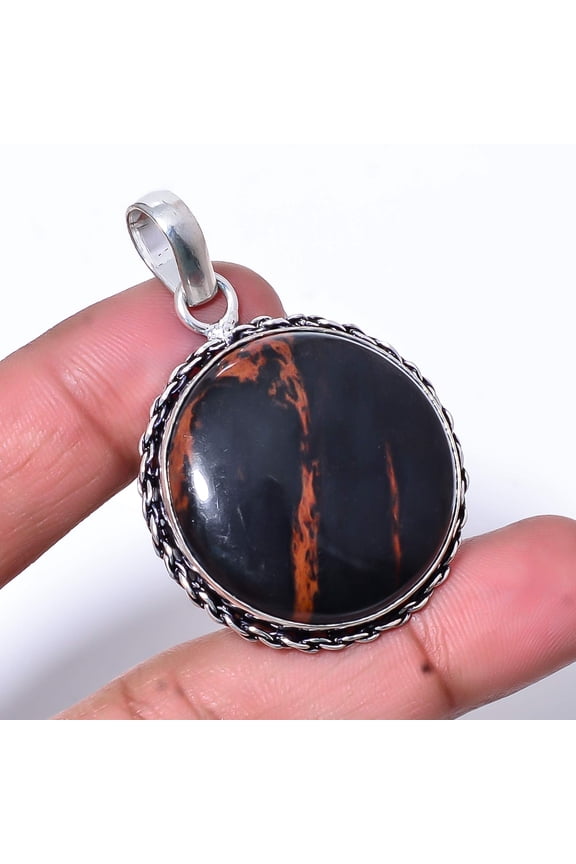 Mahogany Obsidian - Mexico Handmade 925 Sterling Silver Pendant 1.76" P459