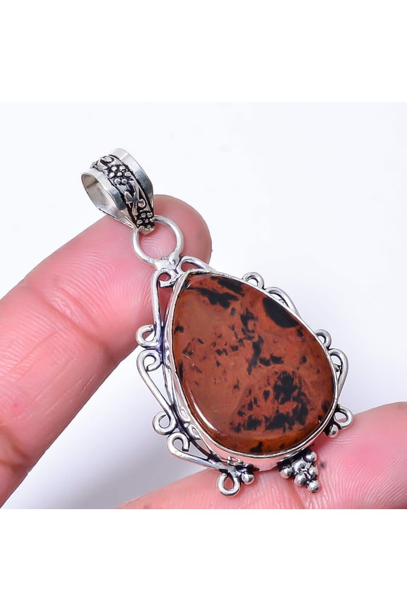 Mahogany Obsidian - Mexico Handmade 925 Sterling Silver Pendant 2.11" P30