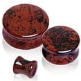 thumbnail image 1 of Mahogany Stone Brown and Black Spots Organic Double-Sided Flare Gauges/Plugs 15/16" (24mm) 2 Piece (1 Pair) (A/3/3/24), 1 of 3