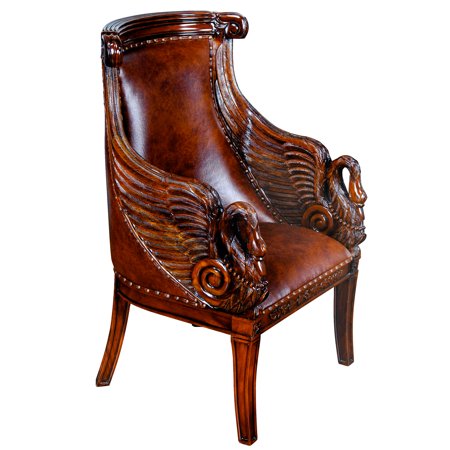Niagara Furniture Traditional Mahogany Leather Solid Print Armchair, Brown