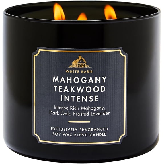 Mahogany Teakwood Intense 3-Wick Scented Candle, Soy Wax Blend, 14.5 Oz