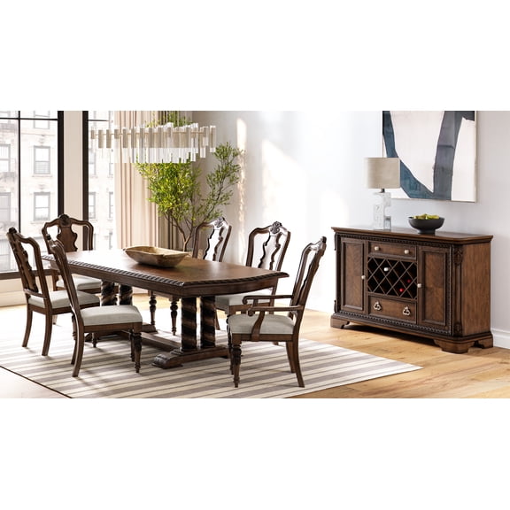 Mahogany Traditional Side Chairs - Set of 2 | Solid Wood & MDF | Queen Anne Style | Upholstered Seat | 43.25" H x 27" L | Rich Mahogany Finish | Dining Room & Living Room Furniture