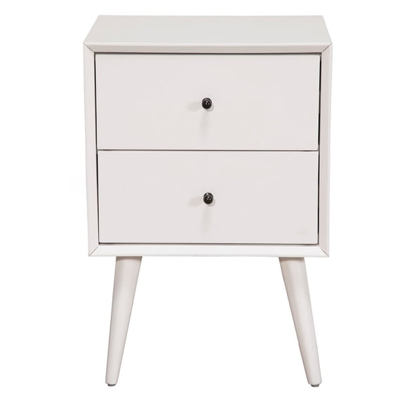 Mahogany Wood Mid Century Nightstand, White- Saltoro Sherpi