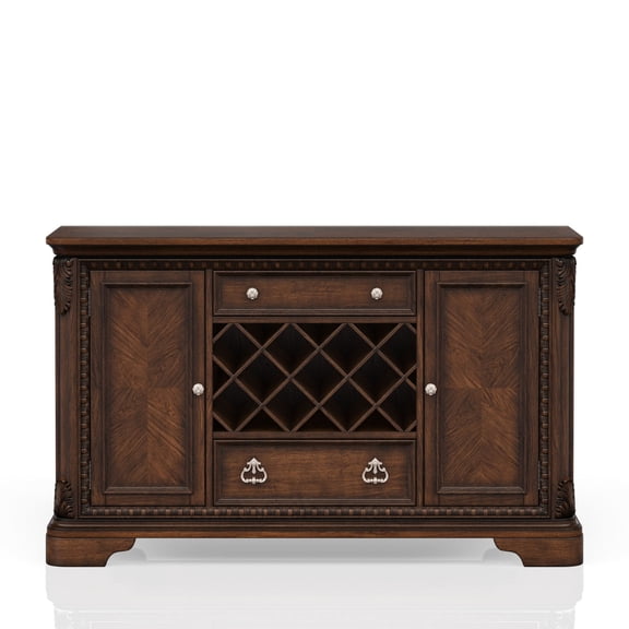 Mahogany solid wood and MDF server with wine storage 2 cabinets and 2 drawers for home dining rooms offers ample storage