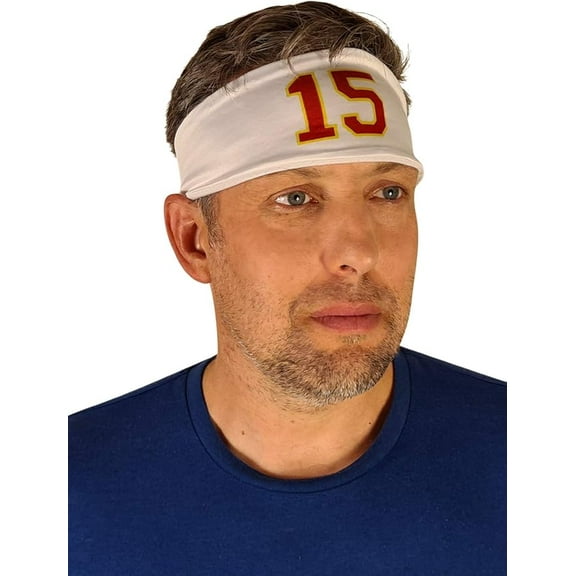 Mahomes Headband 15 Football Sweatband White Home Costume