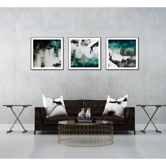 Maia 3-Piece 28"x28" (each) Canvas Wall Art, Black PS Frame