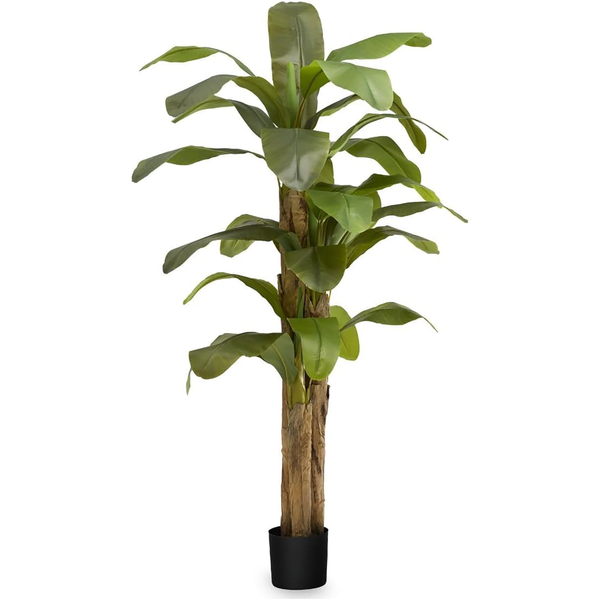 Tall Green Plastic Artificial Banana Tree with Natural Wood Trunk