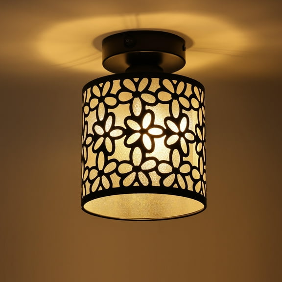 Maichis RV Pendent Dining-Room Light Fixture, 1X Replaceable LED Bulb Included, 12V RV Interior Light with Switch, Black Scrolled Flower Shape, 12Volt Interior Light for RV Motorhome Camper Trailer