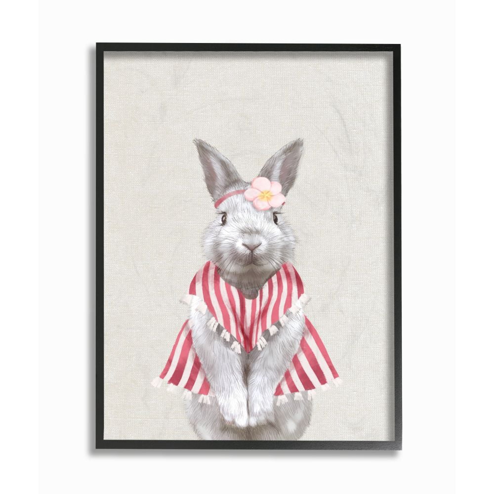 Maid Bunny Kids Animal Pink Painting Framed Giclee Texturized Art by Ziwei Li