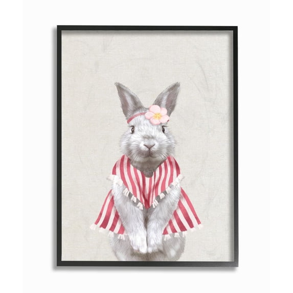 Maid Bunny Kids Animal Pink Painting XXL Framed Giclee Texturized Art by Ziwei Li