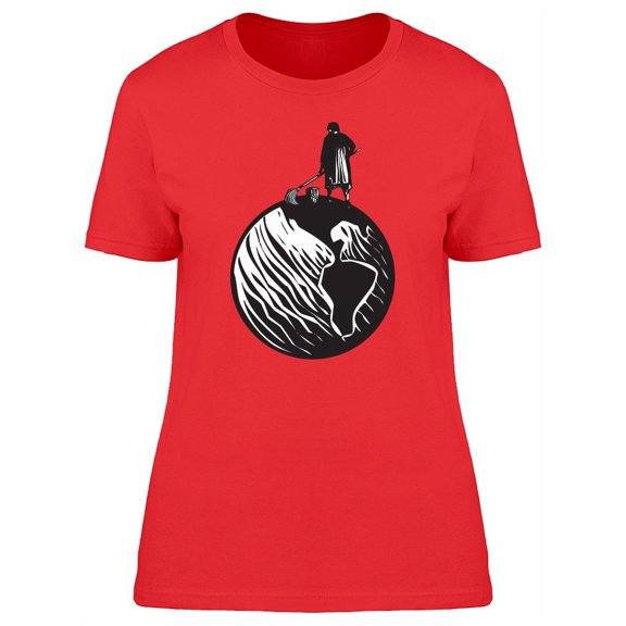 Maid Cleaning Earth B&W Tee Women's -Image by Shutterstock
