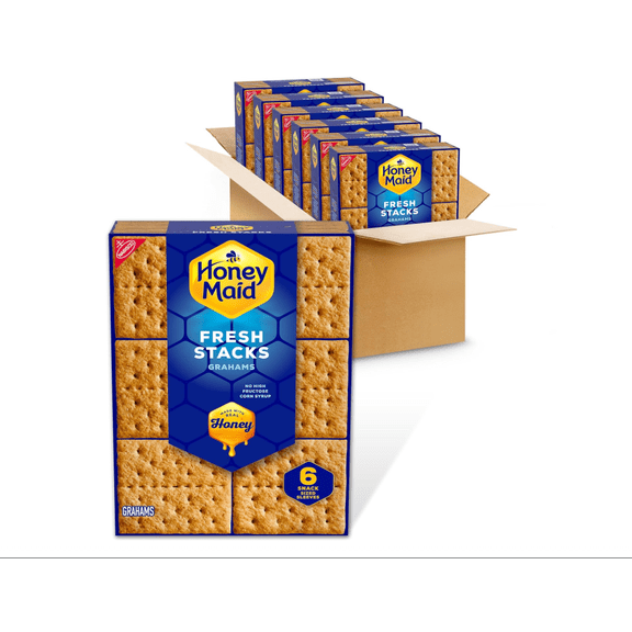 Maid Fresh Stacks Graham Crackers Cholesterol Free Bulk Travel Snacks 36 Multi Snack Packs 4.6 Pounds