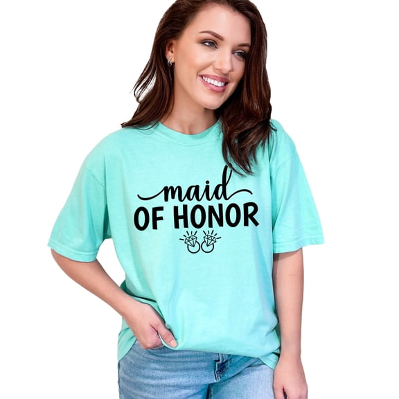 Maid of Honor T-Shirt, Bridesmaid Shirt, Wedding Party Clothing, Bridal Party Tee, Wedding Gift, Bachelorette Party, Chalky Mint Comfort Colors T-Shirt, 3XL