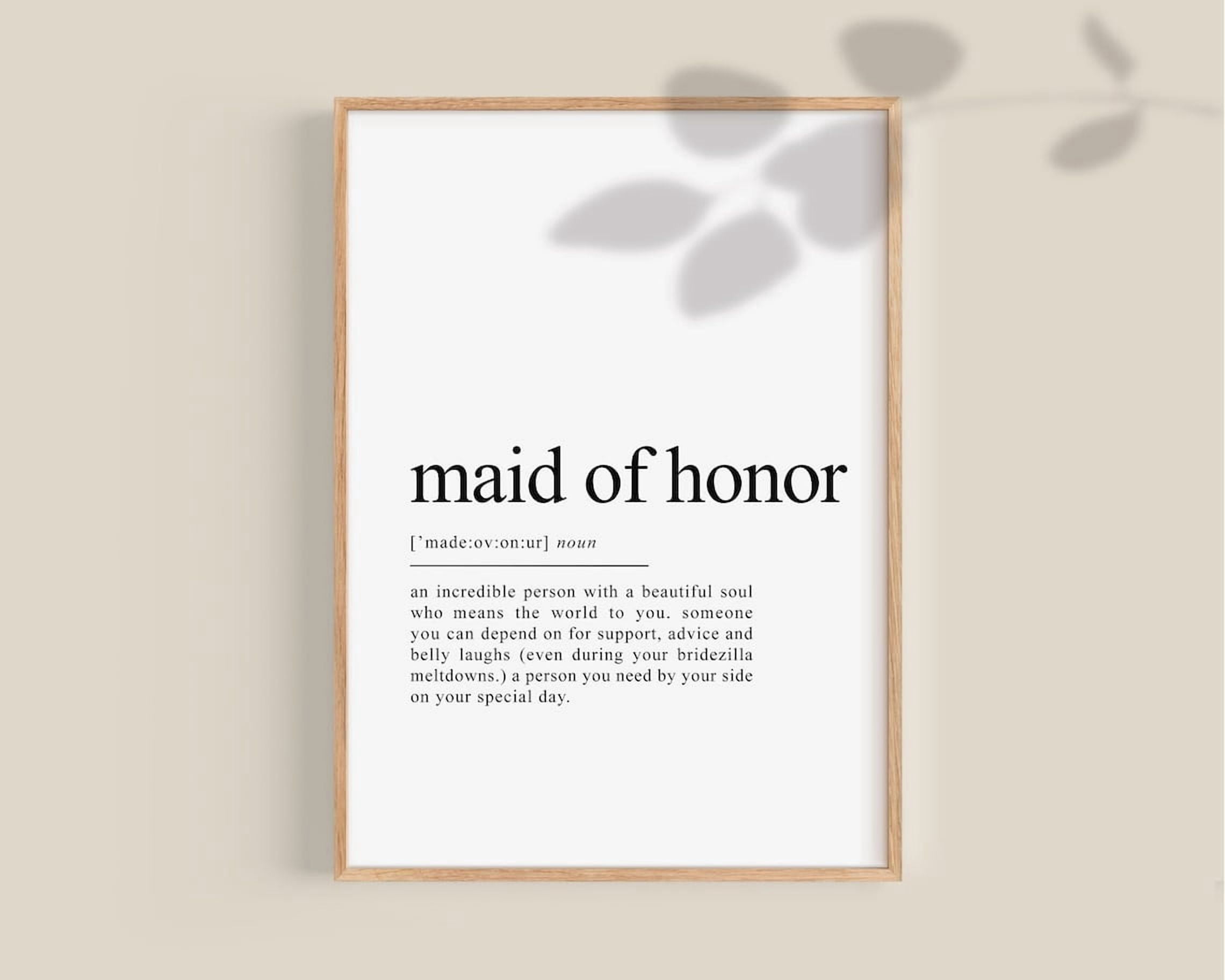 Maid Of Honor Gifts, Maid Of Honor Proposal, Wedding Gift, Bridesmaid Gift, Bridal Shower Gifts, Bridal Party Gift Home Decor, 16x24 UNFRAMED