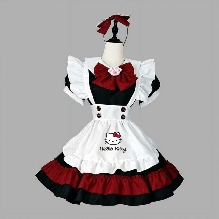 Maid Outfit Plus Size Sanrio Y2K Hello Kitty Cosplay Costumes Lolita Kawaii  Skirt Halloween Party Anime Kt Japanese Apron Gothic 